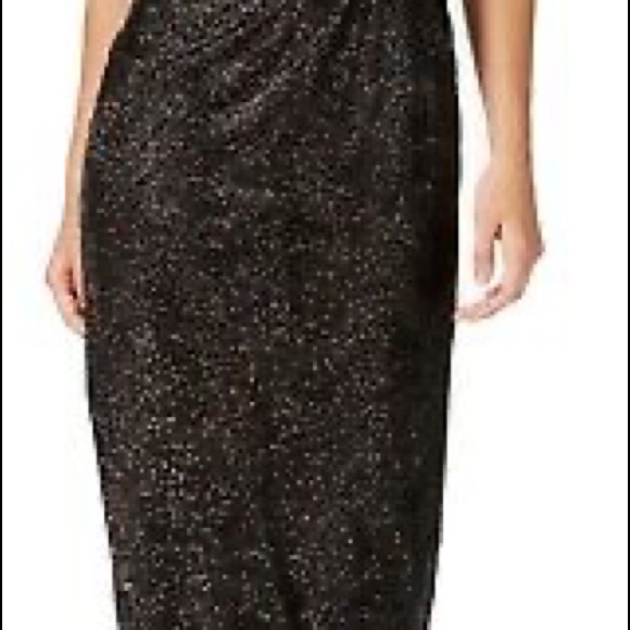 Gathered Swirl-Pattern Sparkle Calvin Klein Gown - Picture 5 of 11